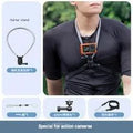 Magnetic neck strap mount with anti-shake for action camera and cell phone live streaming during cycling