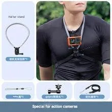 Magnetic neck strap mount with anti-shake for action camera and cell phone live streaming during cycling