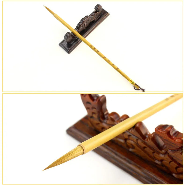 Langhao wolf hair calligraphy brush with a hooked wire nib for line art.