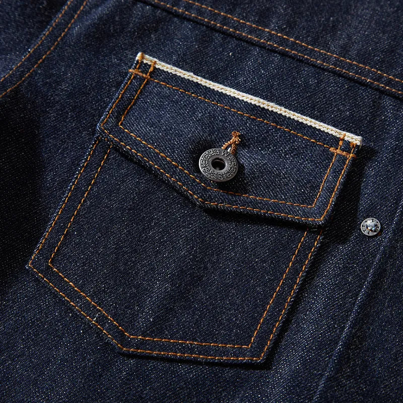 Men's raw pulp colour Japanese-style loose cotton jacket with patch pockets and straight hem.