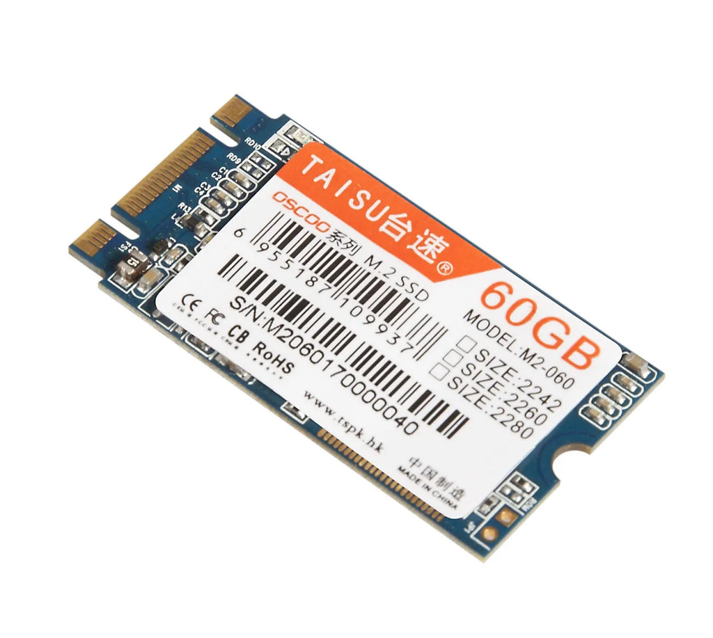 TAISU M.2 NGFF SSD in 2280 form factor with black PCB and label