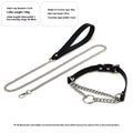 Black leather collar and hand grip rope leash punk accessory set