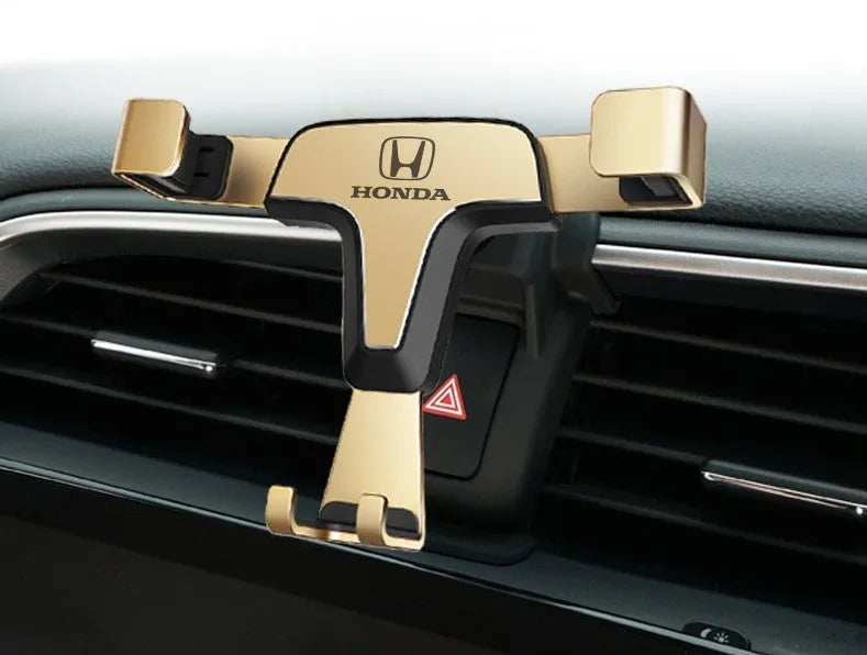 Car phone bracket gravity snap-on mount in Athens Black for dashboard outlet installation