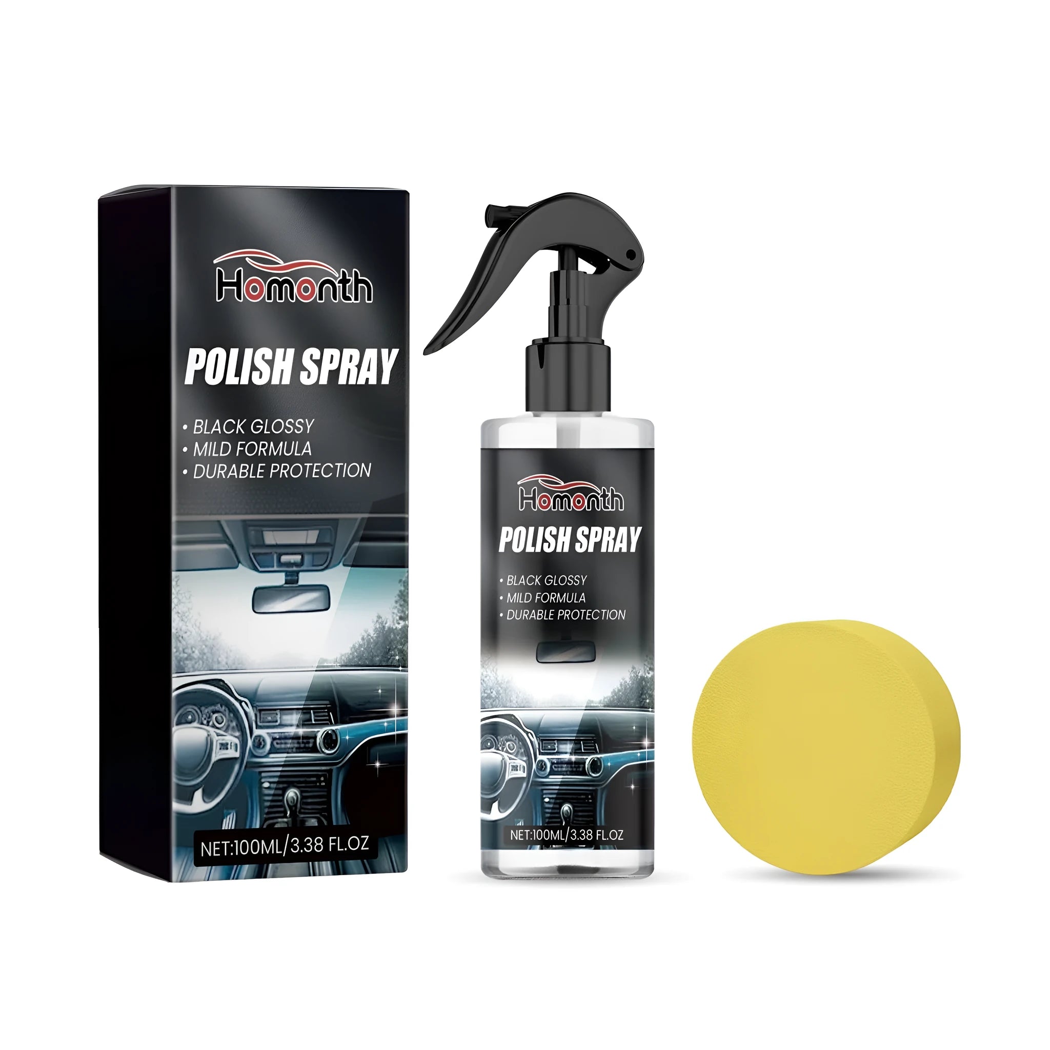 Car interior refurbishment cleaner with 100ml bottle and sponge applicator for plastic and leather surfaces