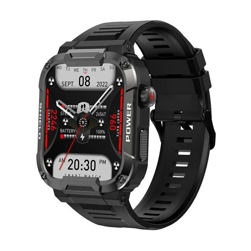Smart three-proof watch with HD large screen in Army Green Glue showing health monitoring features