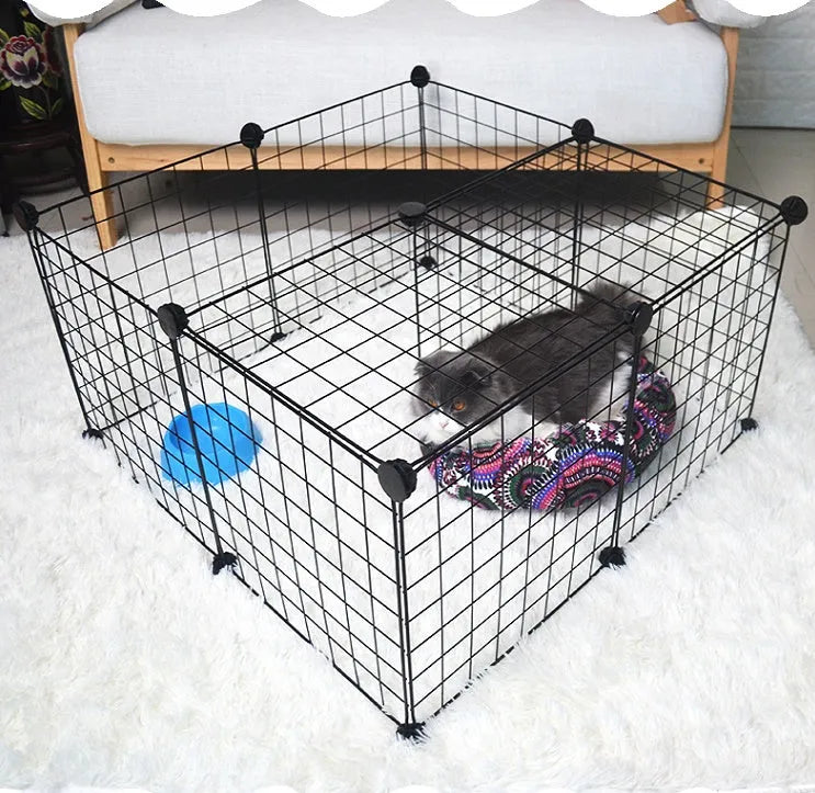 Black 6-piece environment-friendly metal pet fence panels for garden and indoor pet enclosure
