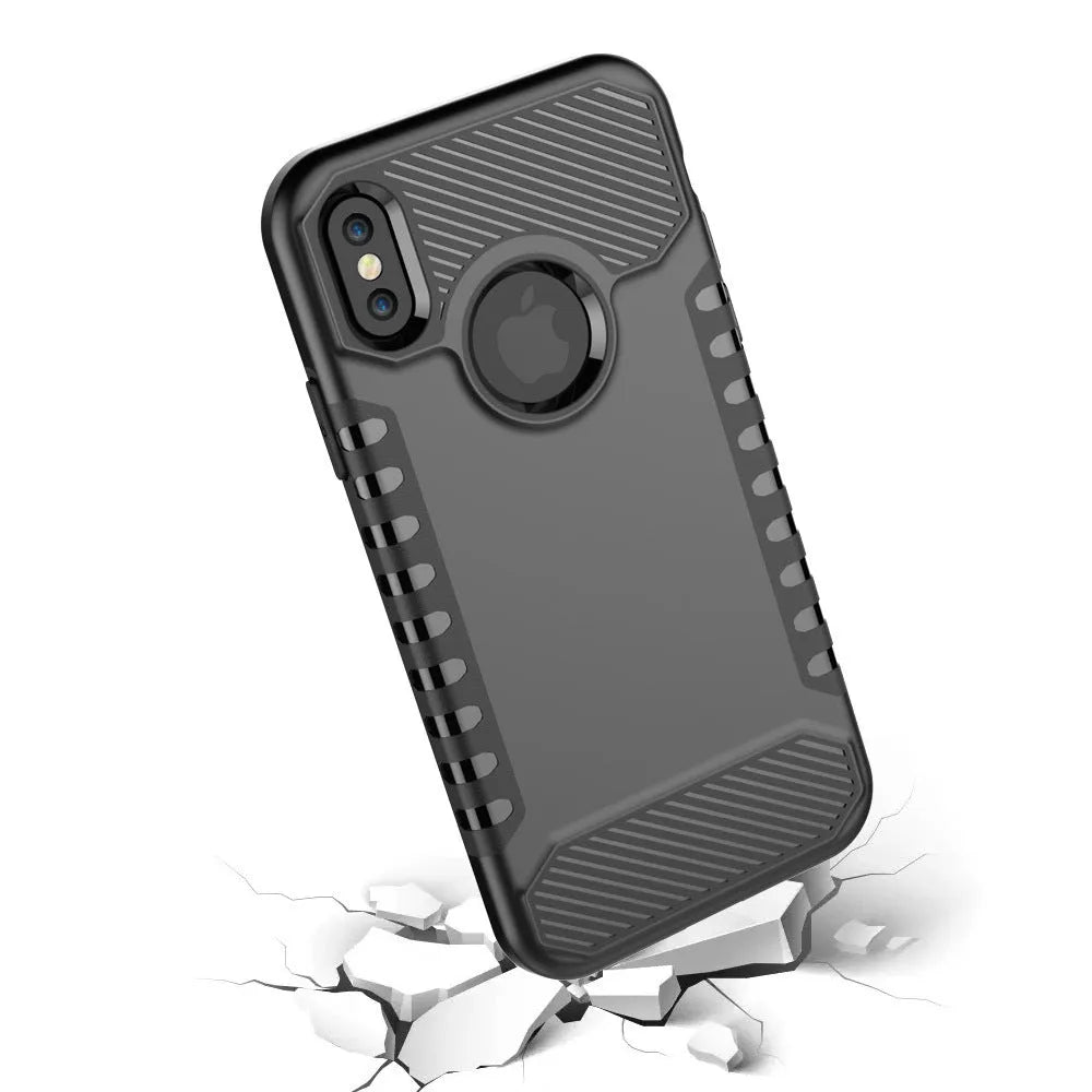 Compatible Apple iPhone dual layer anti drop mobile phone shell in Black colour on white background
