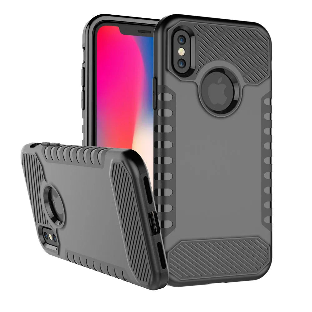 Compatible Apple iPhone dual layer anti drop mobile phone shell in Black colour on white background