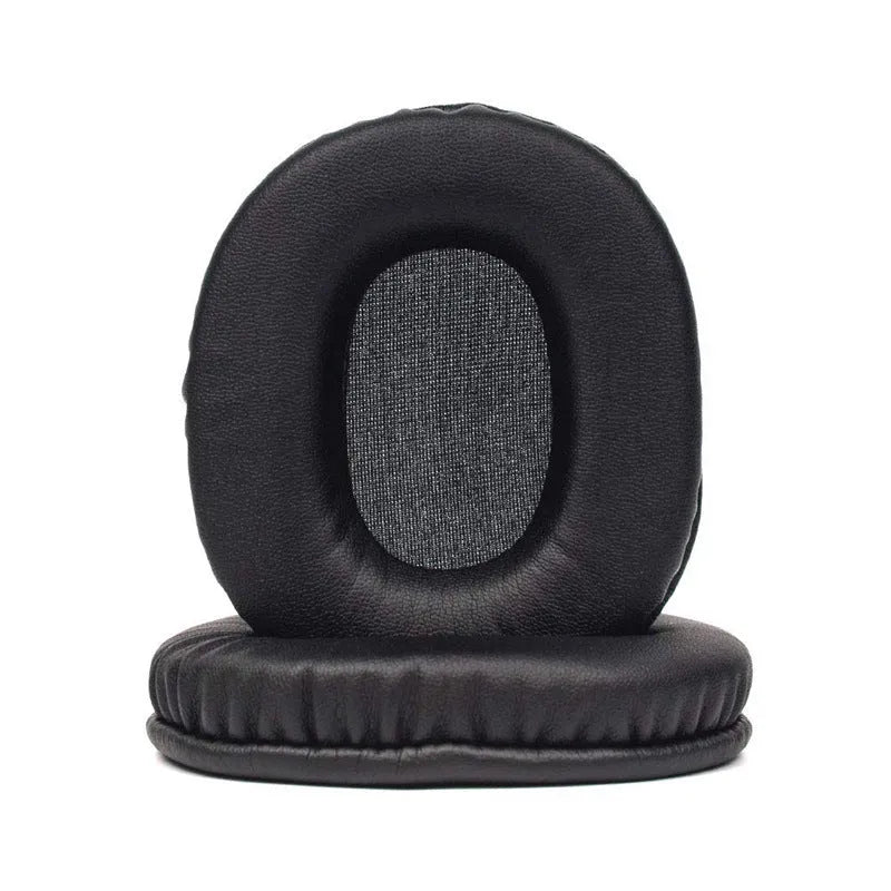 Black soft PU leather replacement ear pads for Sony MDR-1R headphones, set of two pieces.