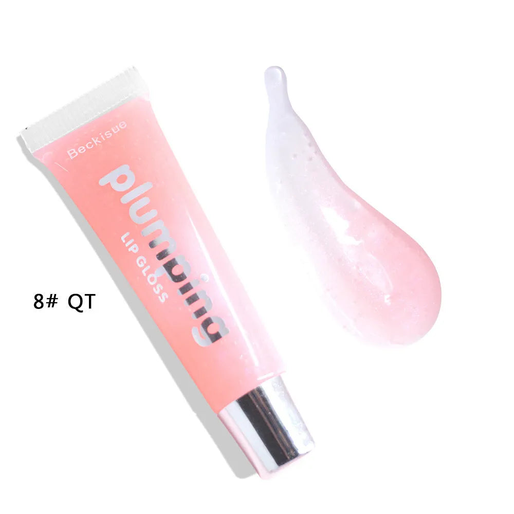 Wet Cherry Gloss Plumping Lip Gloss tube with Vitamin E, available in 9 colours including nude, pink, coral, brown, rose, and transparent