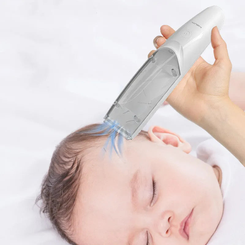 Baby suction electric hair clipper with ceramic blade, rechargeable and waterproof, in green colour
