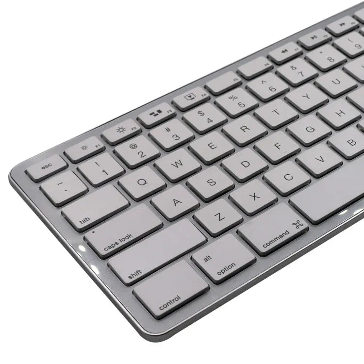 White 109-key wireless Bluetooth keyboard with three-key zone layout and ABS plastic build