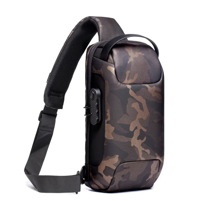 Waterproof Oxford crossbody shoulder bag with USB charging port in multiple colour options