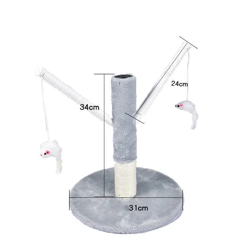 Solid wood cat climbing frame with integrated litter tree in grey colour option
