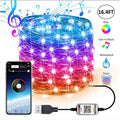 Warm white LED copper wire light string on USB plug with remote control