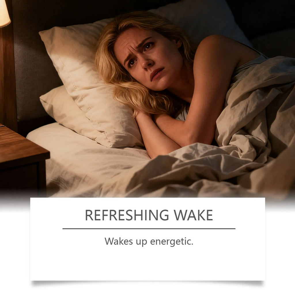 Bottle of sleep support capsules with L-theanine and melatonin, 60 capsules.