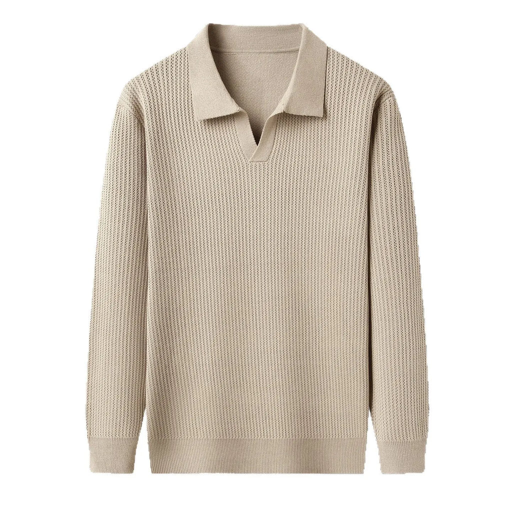 Men's loose pullover sweater in green, black, camel, or brown colours for autumn casual wear