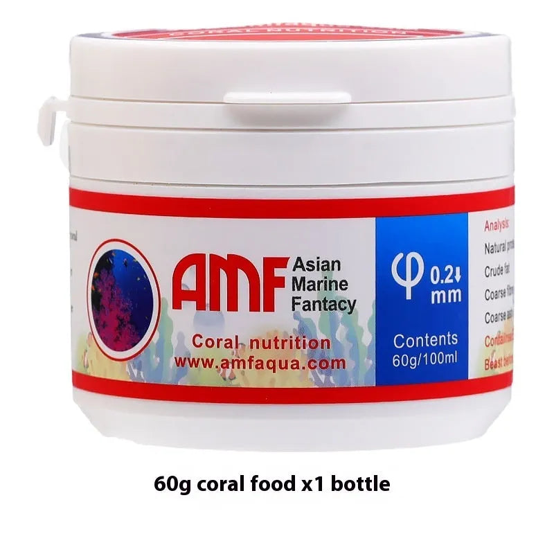 Ornamental fish coral feed micro particles in 30g pack with spoon and feeding tube