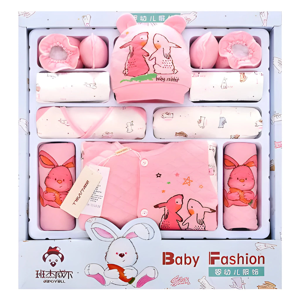 Padded baby clothes newborn set in Radish Rabbit Pink colour with multi-piece design
