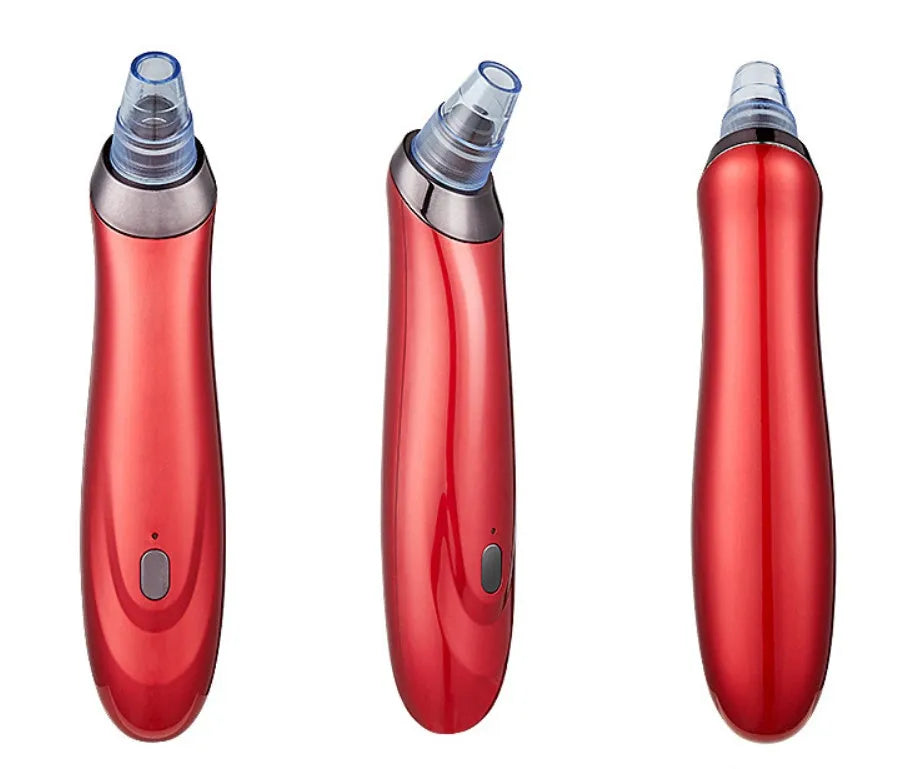 Electric blackhead remover pore cleaner with five nozzle attachments in handheld design