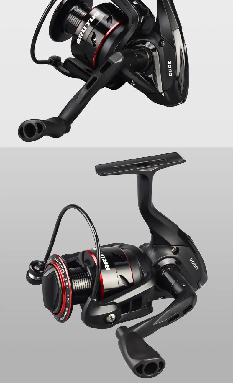 All-metal fishing spinning reel with telescopic fishing rod in four series options