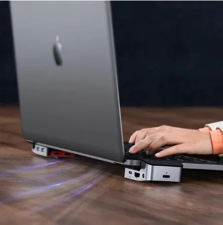 Mecha Era bracket type multifunctional HUB in space grey with aluminium alloy body and multiple ports including HDMI and USB3.0