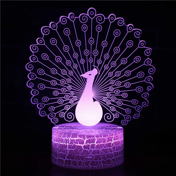 Small acrylic 3D USB table lamp with colourful touch control and crack base design on desk