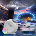 White modern simplicity star light projector with remote control on a bedroom surface, measuring 20x19x10.1cm