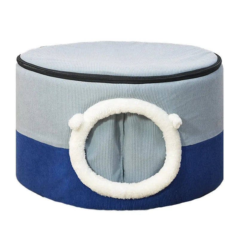 Winter warm closed cat house made of soft cloth, available in three sizes for cats and small dogs