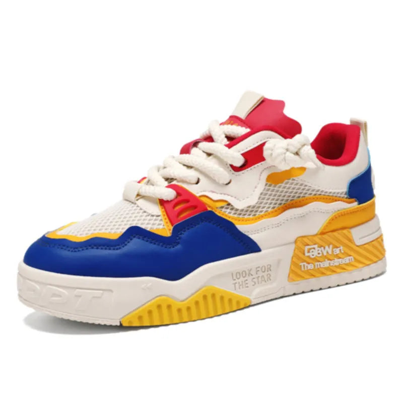 Men's low-top board shoes in white and colour-matched designs with rubber soles