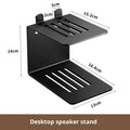 Metallic desktop sound shockproof elevated rack in black carbon steel, single layer, minimalist design