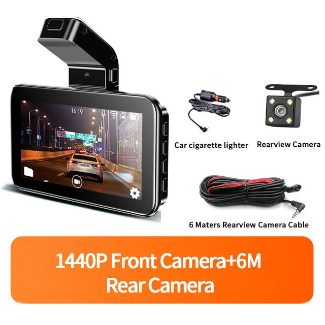 3-inch car dash cam with front and rear lenses for dual recording