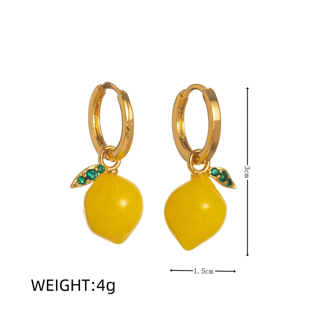 Pair of stainless steel fruit-shaped earrings in green grape design with electroplated finish