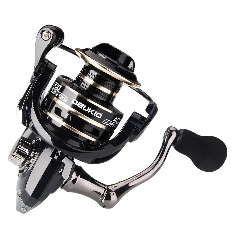 Metal spinning fishing reel with depth spool and rocker arm, available in sizes AC2000 to AC7000
