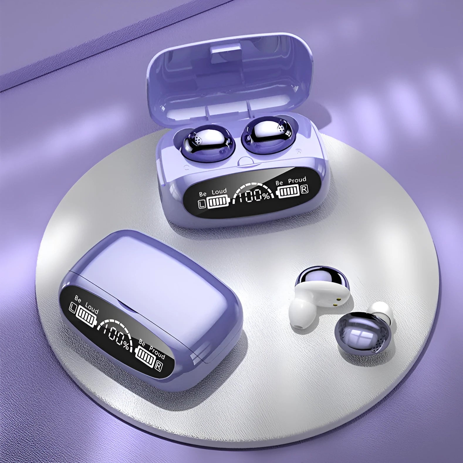Low-latency Bluetooth headset in-ear gaming earbuds purple touch control