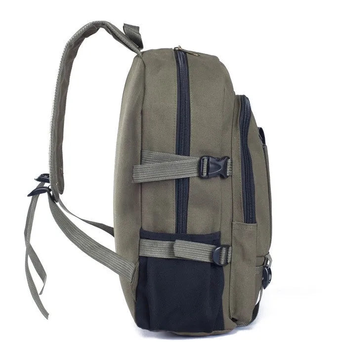 Canvas backpack for men students with zipper closure, 44x28x16cm, in five colours