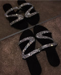 Flat diamond sandals slippers for women beach wear EVA upper black colour plain pattern
