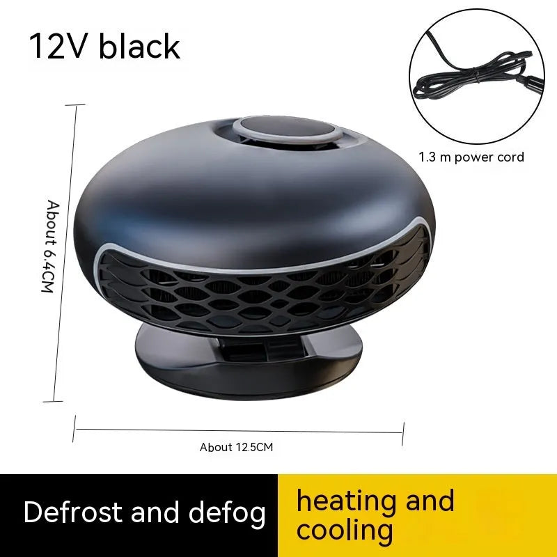 Black ABS plastic car warm air blower heater with electrical cable for 12V or 24V vehicle defrosting