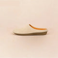 Soft soled cowhide leather lazy toe slippers in yellow and white for outdoor wear