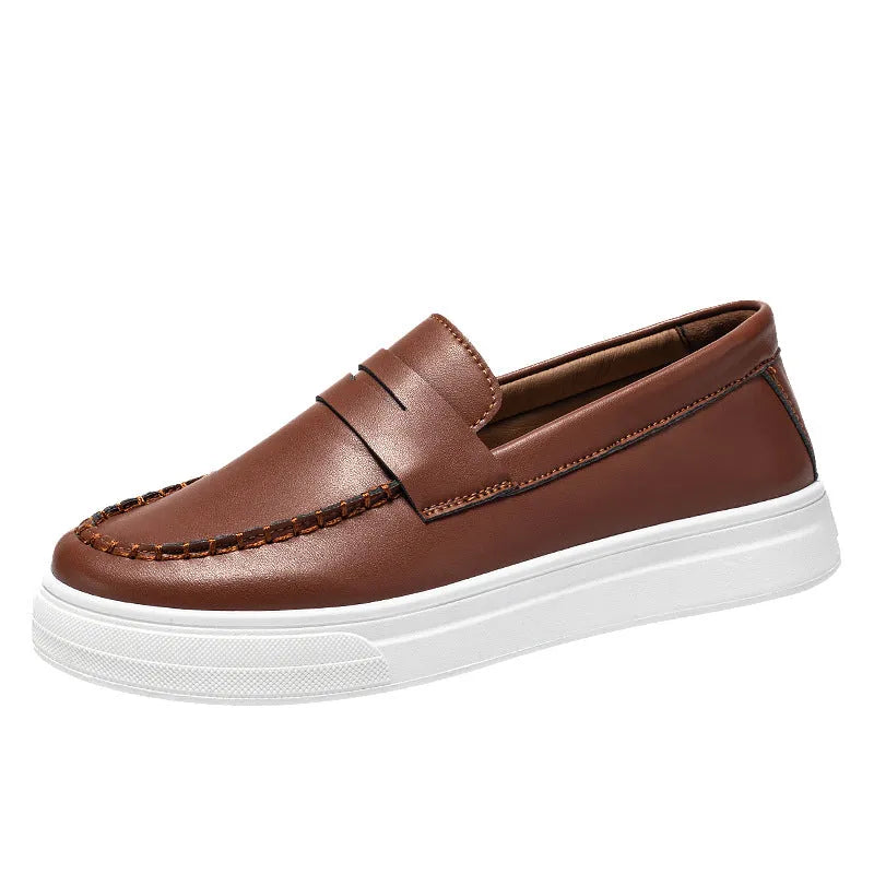 Men's British style summer breathable Gommino shoes, round head, PU leather, available in white, black and white, khaki, sizes 39-45
