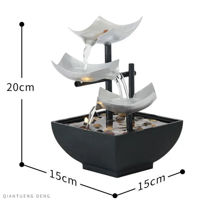 Desktop flowing water fountain ornament with alloy plastic construction and colour plating finish in JR001 colour