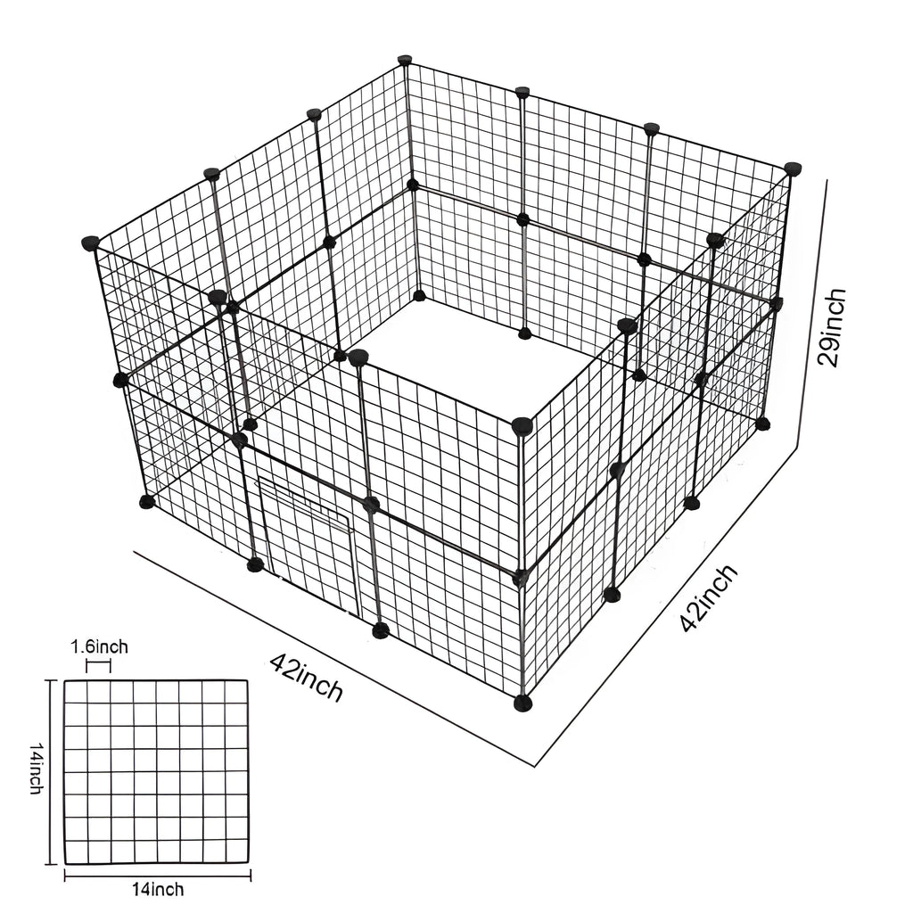 Black 6-piece environment-friendly metal pet fence panels for garden and indoor pet enclosure