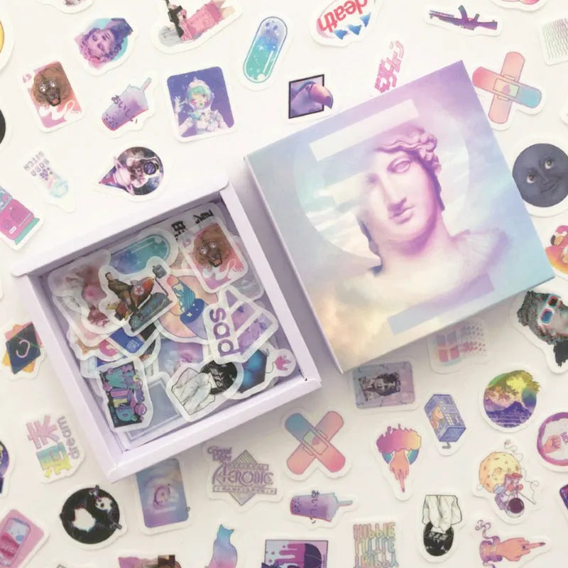 200 pc washi paper sticker box set with Japanese paper, assorted colours, 10x10cm outer pack