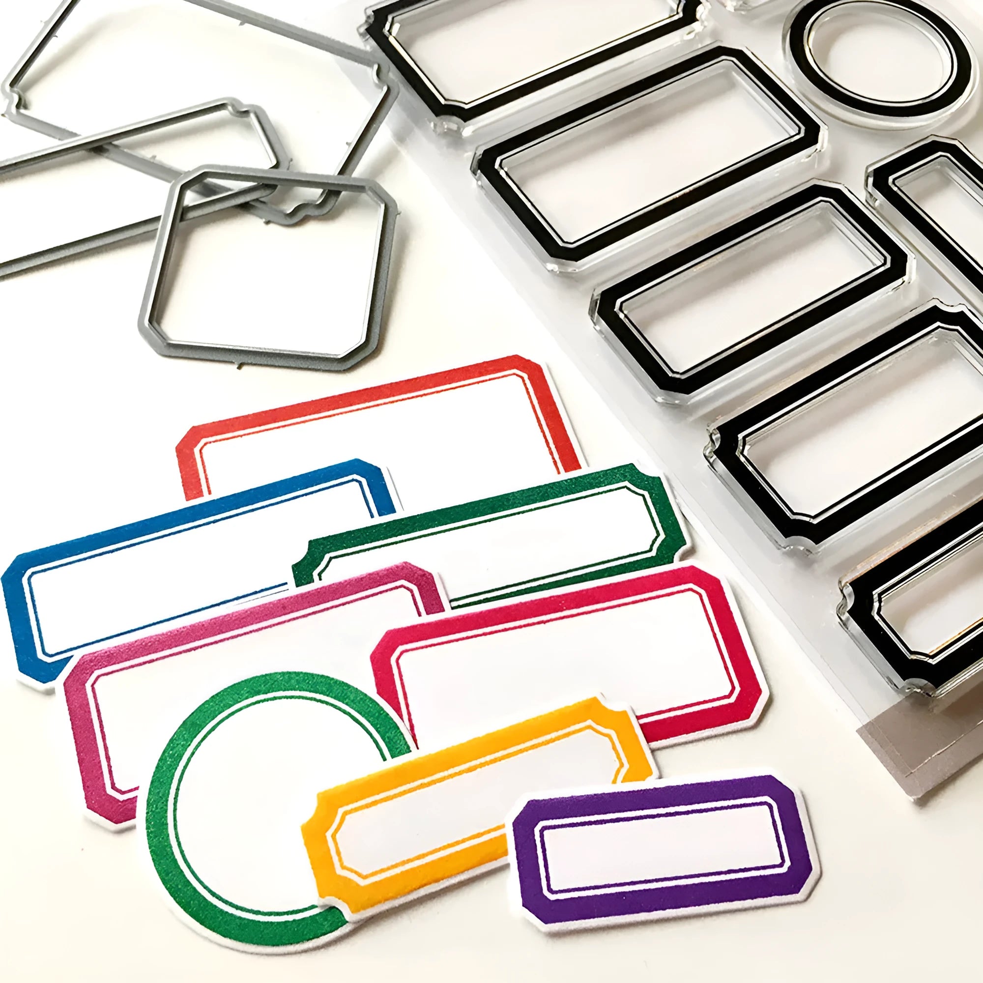 Contour label silicone transparent stamp with metal base and European geometric pattern in colour LG24-7108