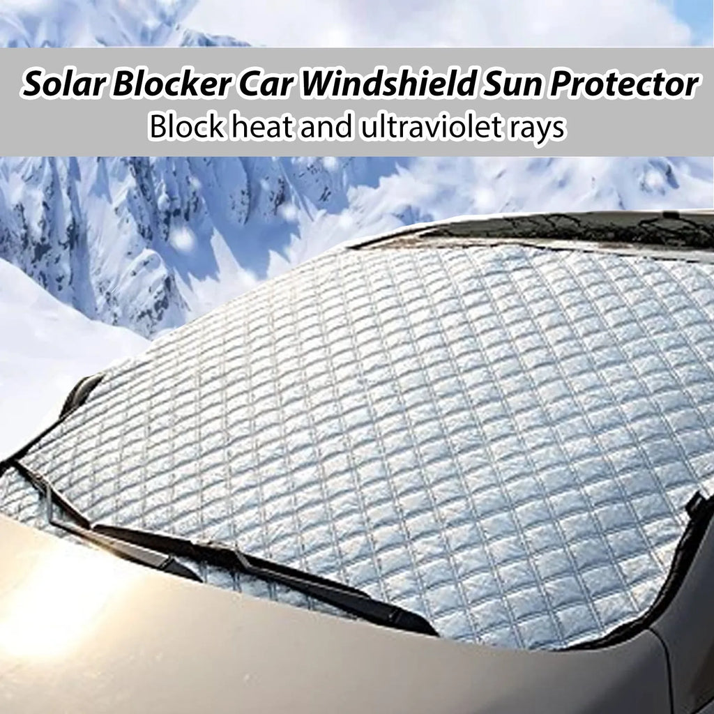 Front car windscreen aluminium film frost cover measuring 140 by 95 cm with reflective surface