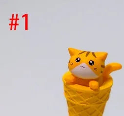 Cartoon ice cream cat doll cross-axis three-dimensional keycap in orange colour, PVC material, sublimation print