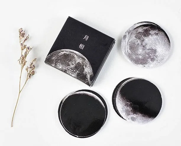 45 piece moon sticker set on paper, each sticker 40mm by 40mm, for diary and book decoration