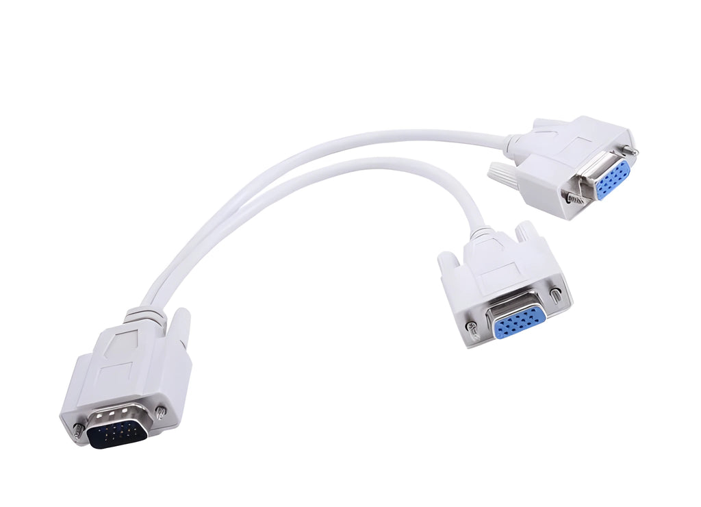 1 male VGA to 2 female VGA Y splitter cable for dual monitor connection