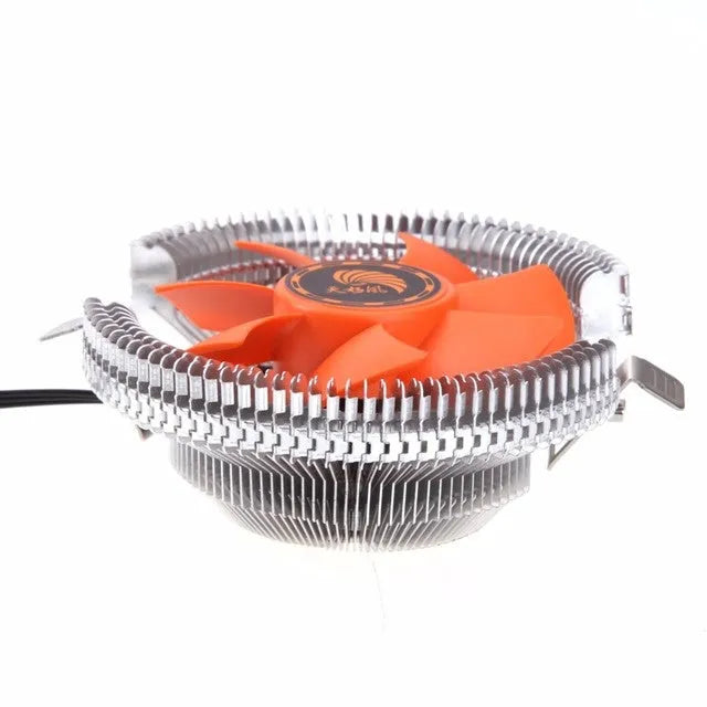 Orange CPU cooler cooling fan with black chassis, 10.3 x 4.9cm, for Intel and AMD sockets