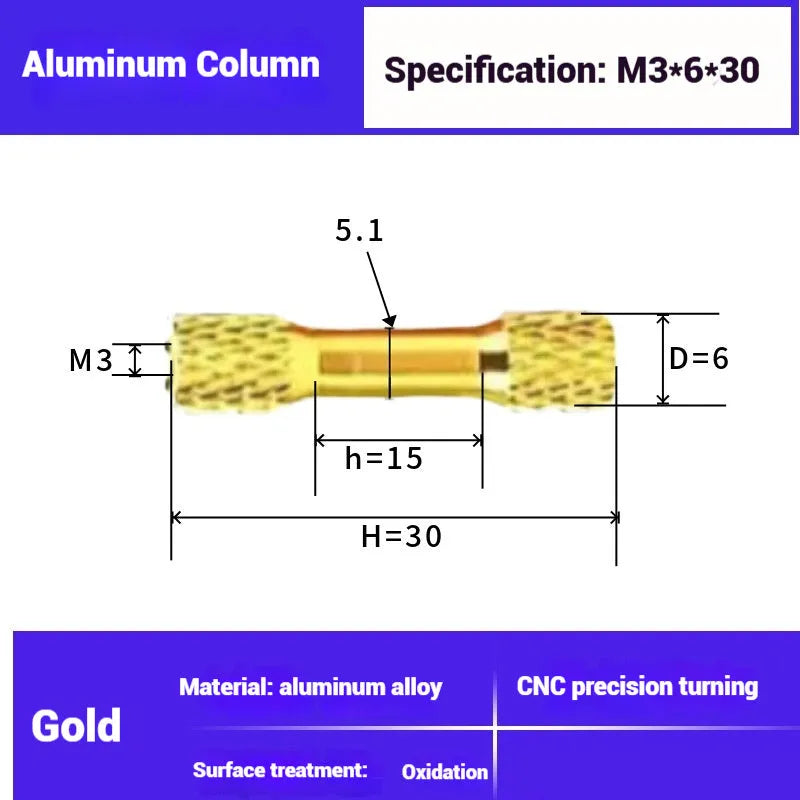 Aluminium alloy non-slip M3 column for FPV rack mesh mounting, multiple lengths and colours
